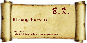 Bizony Korvin névjegykártya